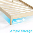 Solid Wood Twin Platform Bed Frame with Grille Headboard