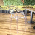 Emma and Oliver Oval Back Ghost Chair with Arms in Transparent Crystal