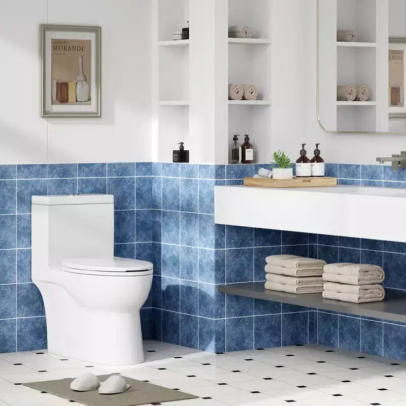 Toilette Commerciale Allongée Double. Hauteur Confort 16 avec Abattant à Fermeture Douce. Blanc