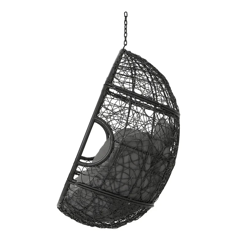Waterproof Outdoor Wicker Hanging Basket Chair with Cushions, Hammock Seat - 300 lbs Capacity