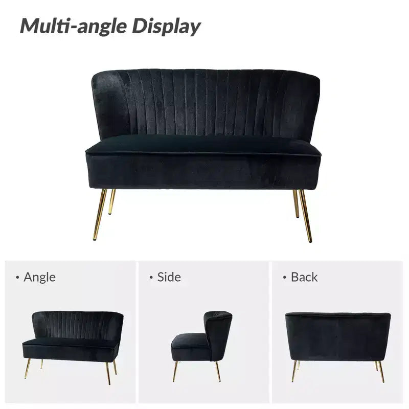Causeuse en velours Nicolas | Canapé 2 places contemporain pour salon et chambre à coucher avec dossier capitonné | Karat Home