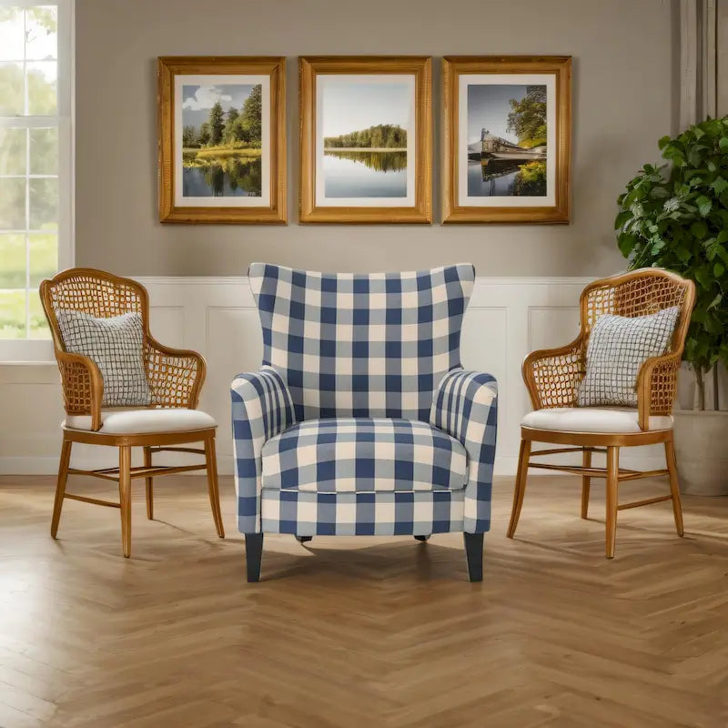 Modern Retro 30.25 High Back Upholstered Arm Chair with Wood Legs for Living Room