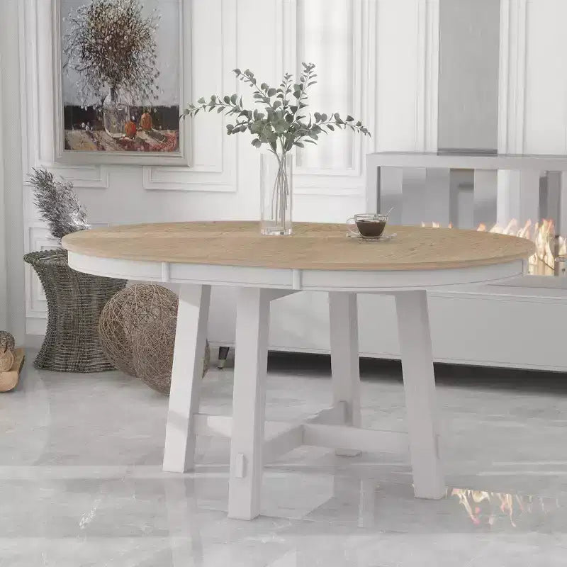 GDFStudio Joyce Table à manger extensible en bois massif de 147 cm