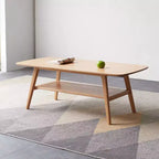 Table basse rectangulaire en bois de chêne massif moderne avec étagère de rangement GDFStudio Wright