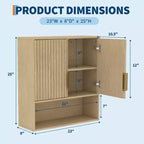 Bathroom Wall Cabinet - Medicine Cabinet with Barn Doors & Adjustable Shelf - 25x23.6x9 Inch Wall Cabinet