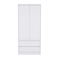 20.47  Modern Double-door Armoire with Hanging Rod and Two Drawers for Bedroom