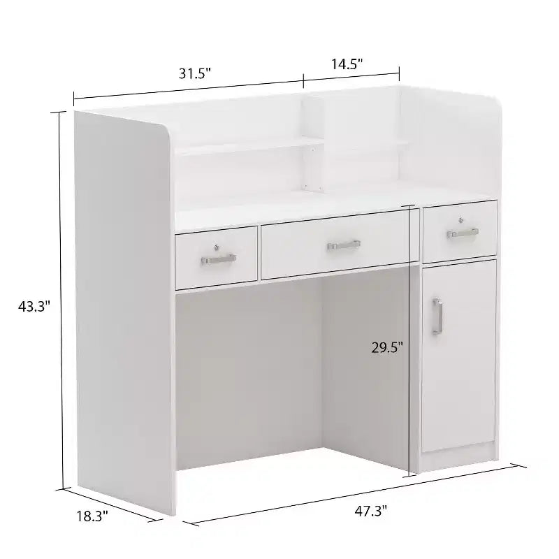 Famapy L-shaped Reception Desk Multifunctional Welcome Desk Workstation