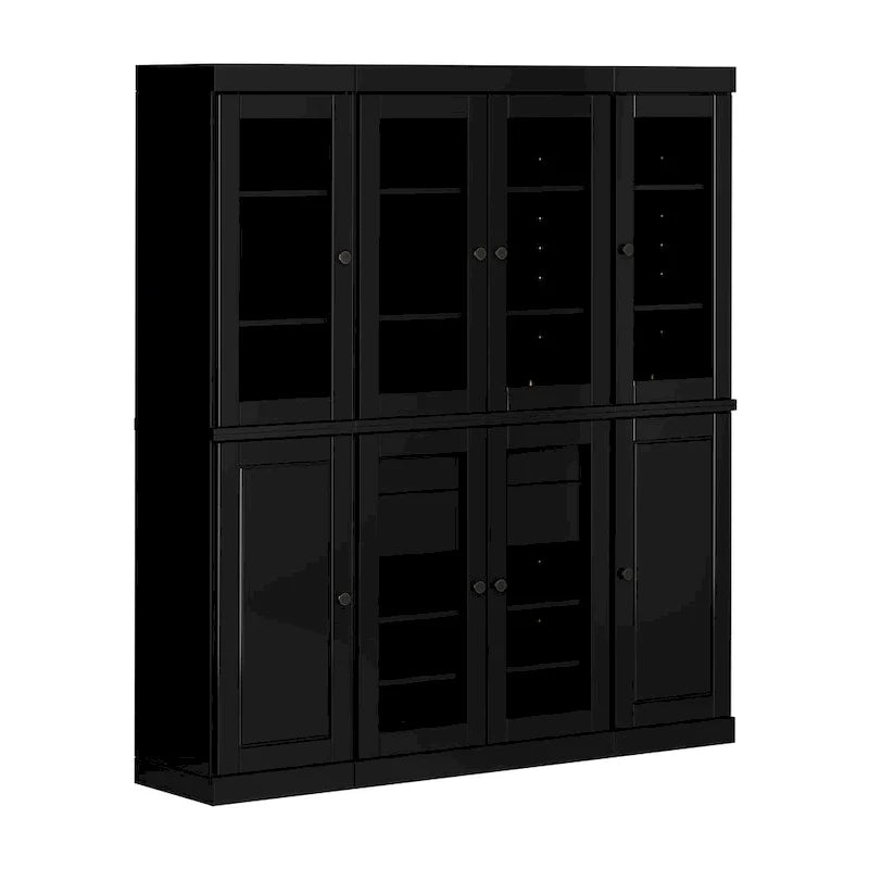 100% Solid Wood Kitchen China Pantry Buffet with Glass or Solid Wood Doors and 2-Drawer Kit 65 x 71.5