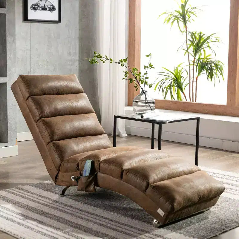 Linen Massage Chaise Lounge Indoor with Remote Control,Ergonomic Electric Massage Long Lounger with 5 Modes for Office