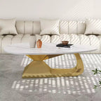 Ceramic Surface Coffee Table with Contemporary Stainless Steel Base  Durable and Elegant Showpiece for Living Room