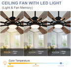 Remote Ceiling fan with Lights Large 8 Wooden Blades