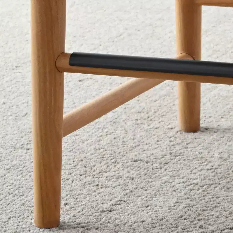 Lot de 2 tabourets de bar modernes hauteur comptoir, 26 po, chaises rembourrées en lin pour îlot de cuisine avec pieds en bois massif et dossier incurvé - Panipeachy