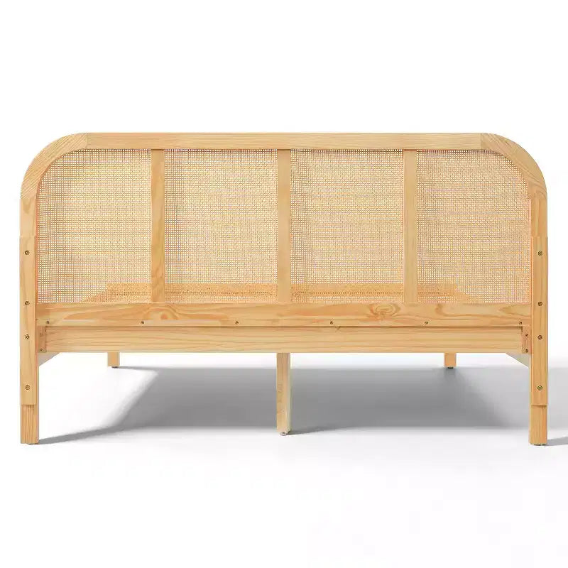 Christopher Knight Home Callahan Modern Boho Wood Platform Bed Frame with Rattan Headboard