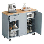 Kitchen Island with Foldable Counter Top, Kitchen Storage Cart with Slide-Out Shelf, Towel Rack and Drawer, Rolling Wheels