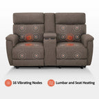 MCombo 60.2 Power Loveseat Recliner Sofa with Massage and Dual Heating, Adjustable Headrest, USB & Type C Port, Fabric
