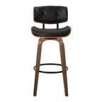 Set of 2 Lombardi Barstools Walnut/Black - LumiSource: Mid-Century Fixed-Height, Tufted, 30.5 Seat