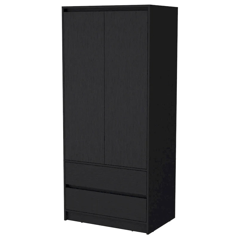 20.47  Modern Double-door Armoire with Hanging Rod and Two Drawers for Bedroom