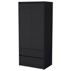 20.47  Modern Double-door Armoire with Hanging Rod and Two Drawers for Bedroom