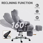 Executive Office Chair with Lumbar Support, Footrest, High Back Reclining Overstuffed Desk Chair with