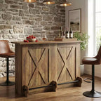 MAYEERTY 63 Rustic Bar Cart with 2-Tier Open Storage, Metal Frame & Particleboard Home Serving Cart, 220lbs Capacity Adjustable Feet