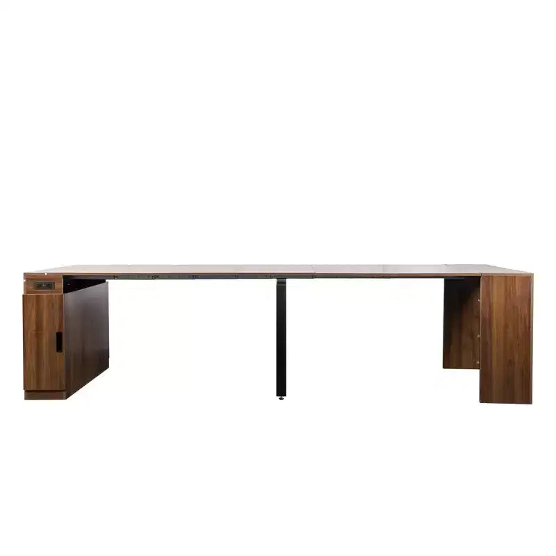 CLIHOME Modern Multifunctional Extendable Dining Table with Outlet, Space Saving Expanding Table with Storage