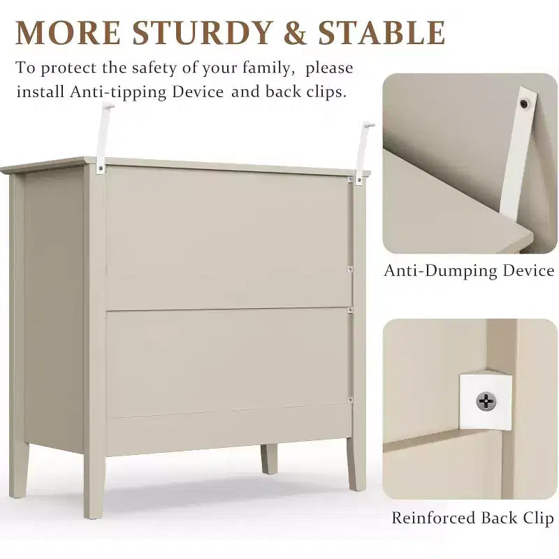 Heynemo 3 Drawer Dresser, Painted 30 Inch Tall Wood Nightstand with Storage, Wide Modern Chest of Drawers with Ball Bearing Slide
