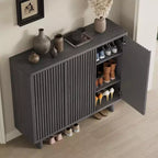 Acekool 46 Shoe Cabinet with Fluted Door, 5-Tier Storage Cabinet, Rustic Entryway Bench for Hallway, 41.5H