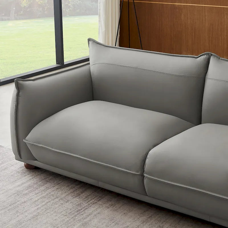 Canapé Manar en cuir véritable, luxe moderne du milieu du siècle