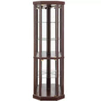 Corner Curio Cabinet with Glass Doors and Shelves, Corner Display Case for Living Room