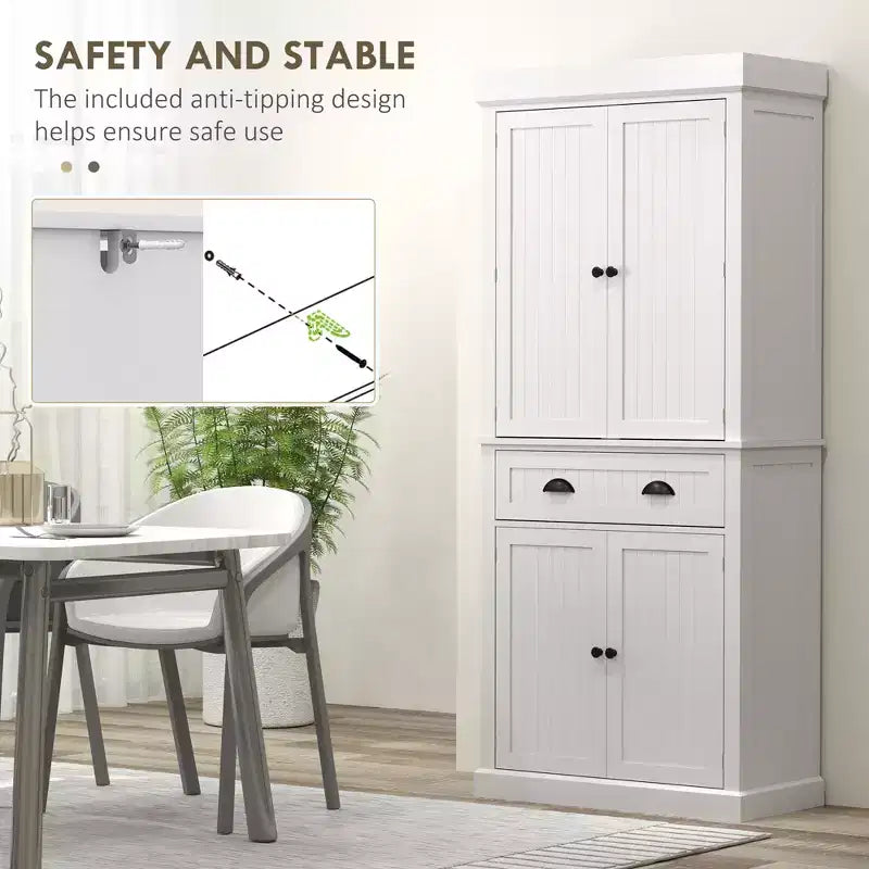 71 Kitchen Pantry Cabinet with LED Lights, 6 Door Shelves, a Drawer and 4 Adjustable Shelves