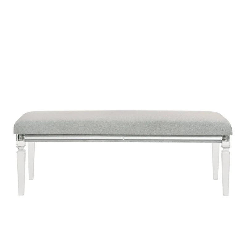 Ensemble de chambre à coucher 6 pièces en panneau rembourré gris Evonne avec éclairage DEL