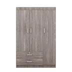 Whisen Wood 3-Door Wardrobe Armoire with Hanging Rod, 2-Drawers, and Storage Shelves