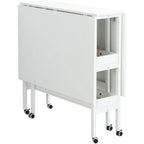 Height Adjustable Craft Table with Storage Shelves, Mobile Folding Cutting Table for Home Office Sewing Room Craft Room
