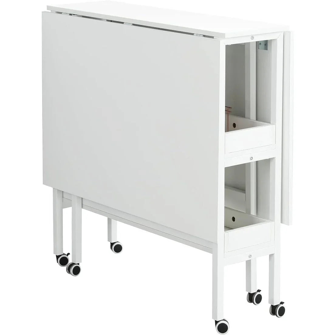 Height Adjustable Craft Table with Storage Shelves, Mobile Folding Cutting Table for Home Office Sewing Room Craft Room
