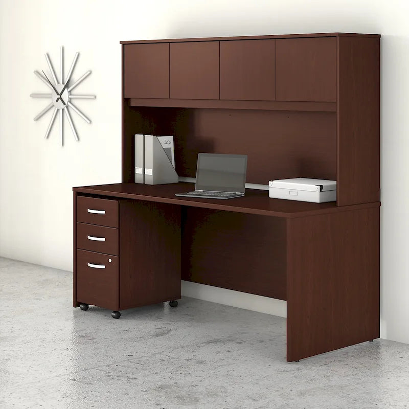 72 Office Desk with Hutch & 3-Drawer Mobile File Cabinet