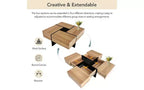 Extendable Puzzle-Top Coffee Table with 4 Hidden Storage Compartments