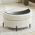 42.3W Upholstered Swivel Accent Chair with 4 Pillows and Half-Moon Storage Ottoman