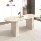 Okak 78IN Extendable Dining Table for 4-8 People, Kitchen Table with Wooden Strip Base, Foldable Table for Living Room, Dining Room