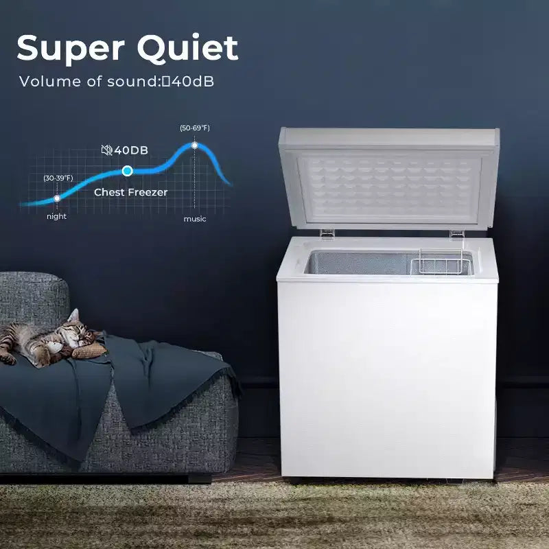 ZAFRO 1.8 Cu.ft Chest Freezer, Compact Deep Freezer with 2 Baskets & Adjustable Temp, Top Open Door for Home, Dorm,Kitchen,Bar