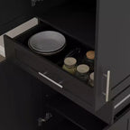 Modern Kitchen Pantry Freestanding Cabinet Cupboard with Doors and Drawer, Adjustable Shelving