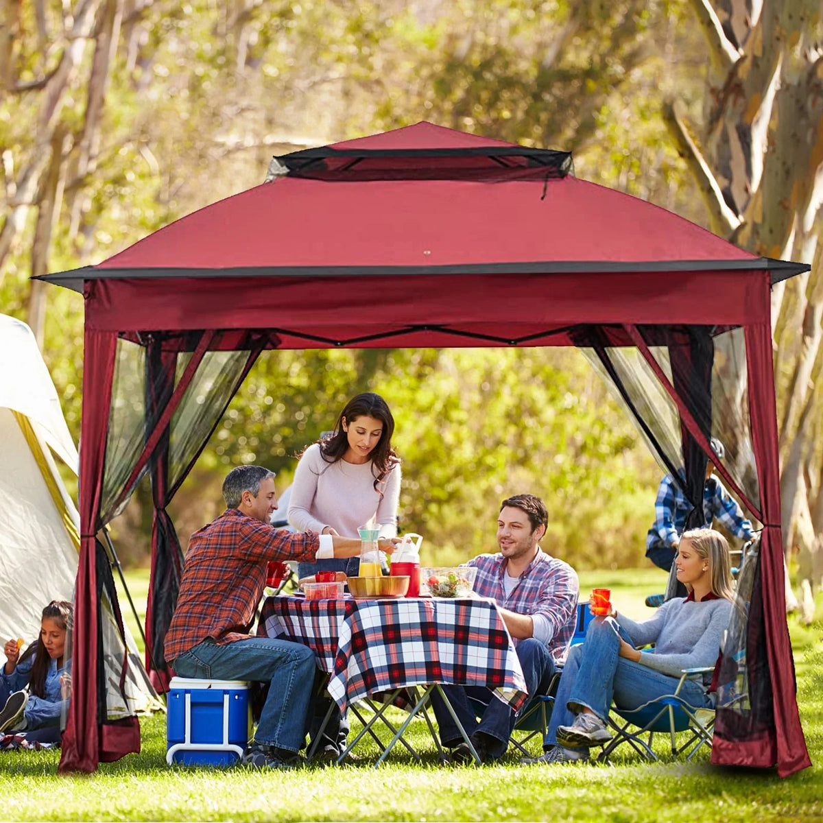 Cozywor 11 ft. x 11 ft. Pop-Up Steel Gazebo with Mosquito Netting