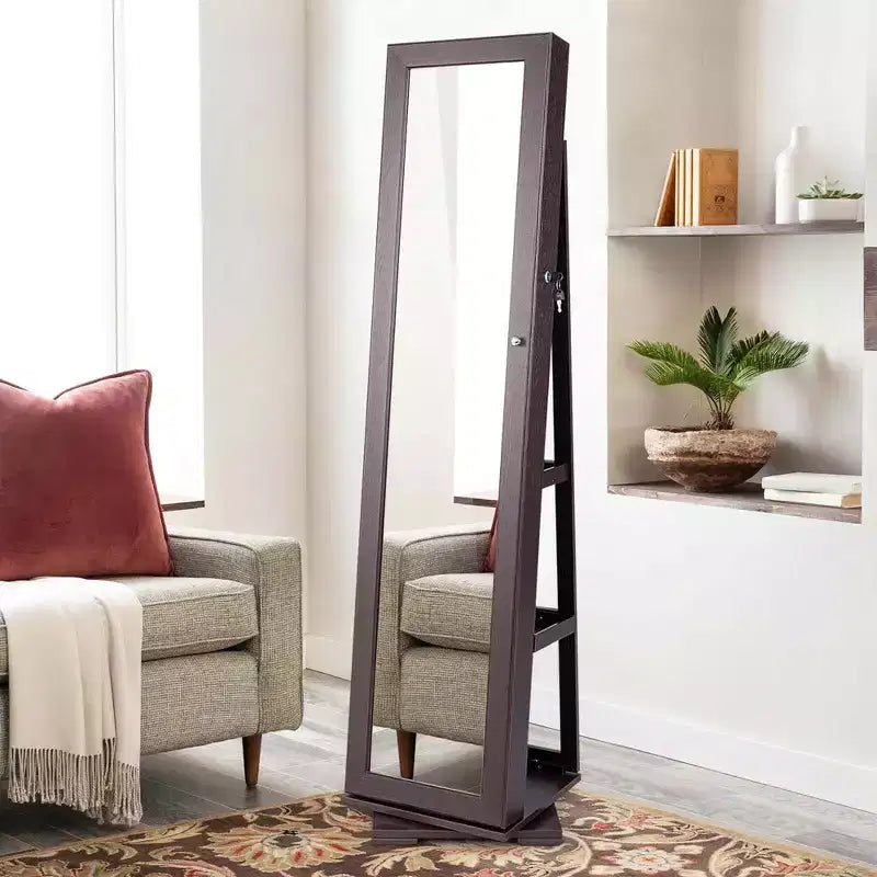 Costway Armoire à bijoux rotative à 360° 2-en-1 Organiseur miroir verrouillable Blanc/Noir/Marron foncé/Gris/Bleu/Rose/Violet/Gris foncé