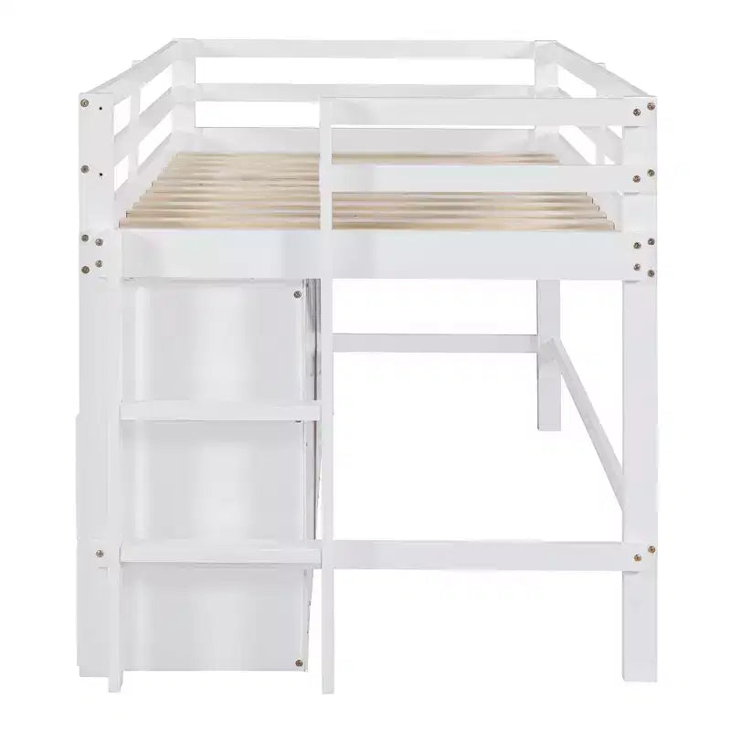 Luxystar Modern Twin Low Loft Bed with 4 Drawers, Cabinet and Shelves for Bedroom,
