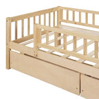 Twin Size Low Daybed with Storage Drawers, Wood Twin Platform Bed Frame with Rails for Boys and Girls Bedroom
