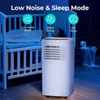8,000 BTU Portable AC, 3-in-1 Unit with 4 Modes, Timer, LED Display, Remote & Install Kit, for Bedroom/Living Room/Office, White.