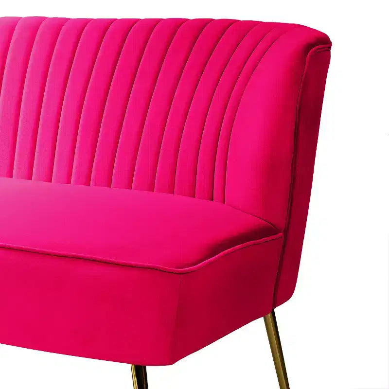 Causeuse en velours Nicolas | Canapé 2 places contemporain pour salon et chambre à coucher avec dossier capitonné | Karat Home