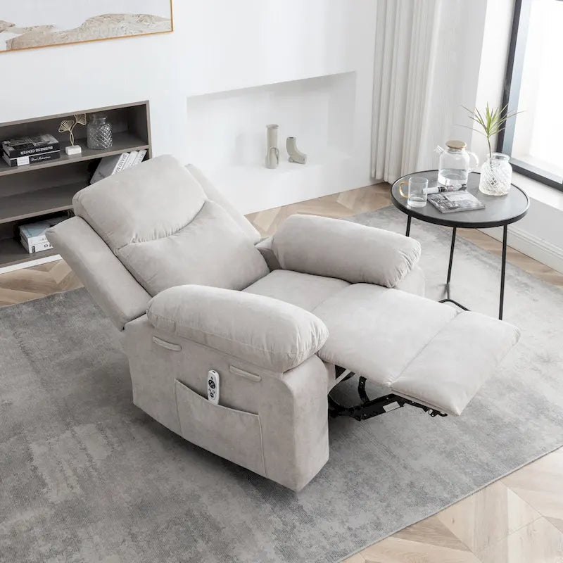 Velvet Adjustable Massage Function Power Recliner Chair with Heating System