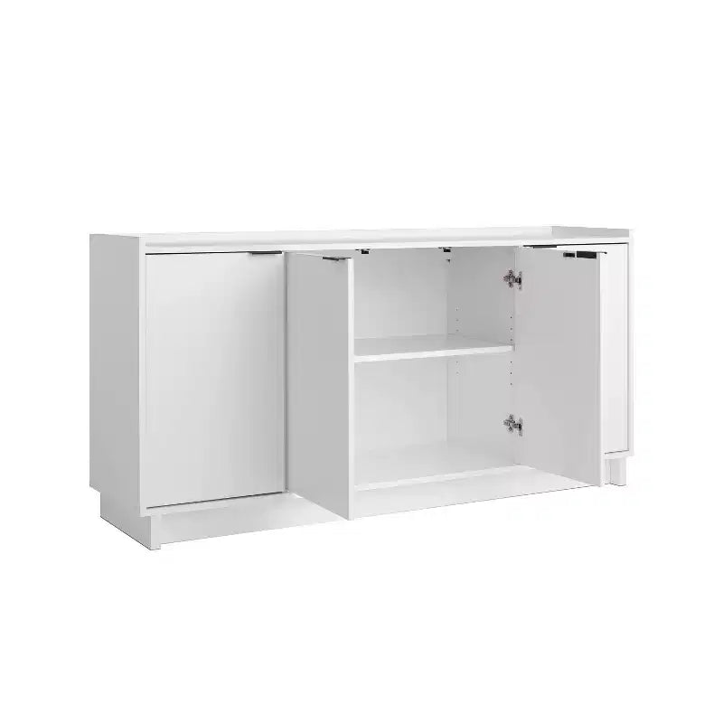 Simply Modern 4-Door Sideboard Console Table Cabinet, Black