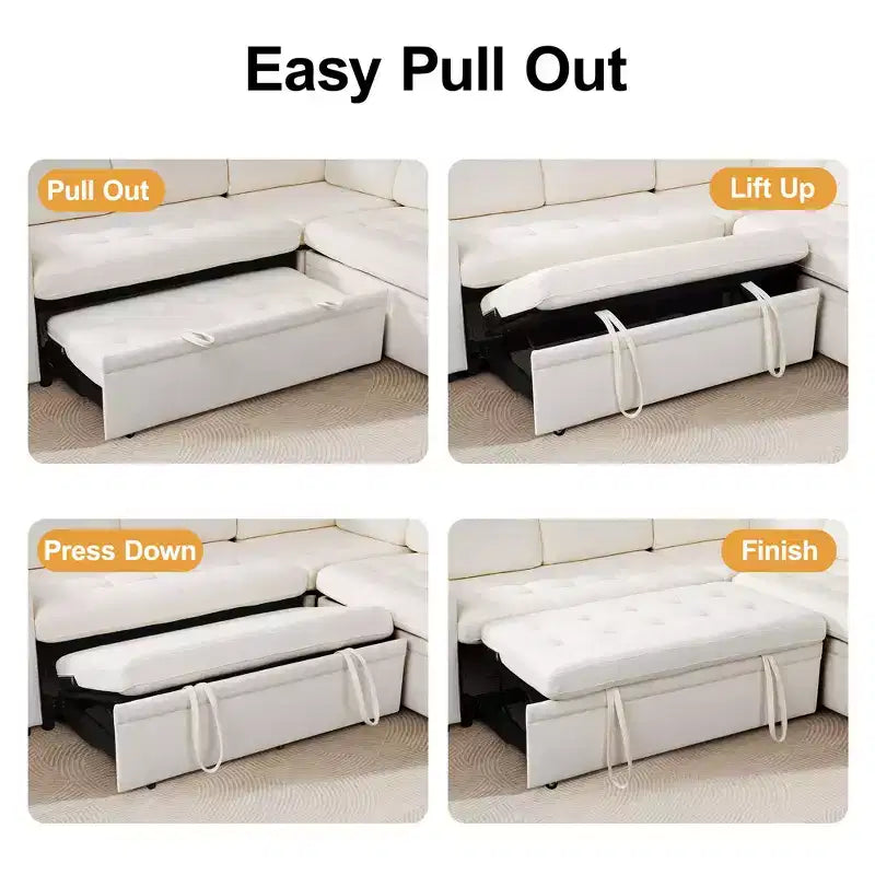 Dyonery 7-seater reclining sofa, modular sofa, side table with hidden storage, rechargeable
