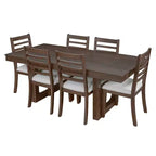 Merax 7-Piece Extendable Dining Table Set with 6 Upholstered Seat Chairs